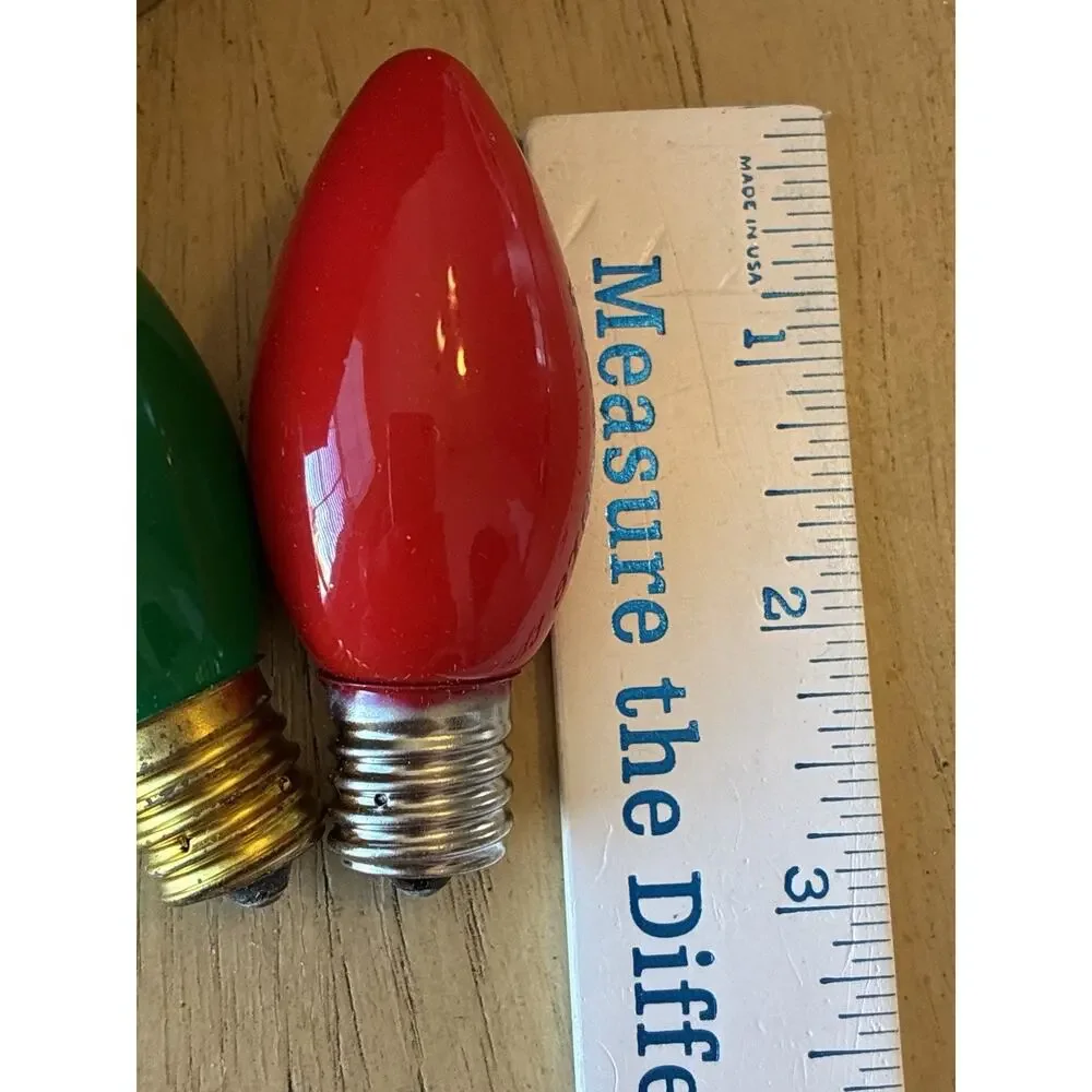 25 Vtg C9 Replacement Bulbs Ceramic Red Green Christmas Lights C-9 1/4 120V 7W